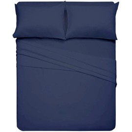 RV Bunk Bed Cot Sheets 30 x 75, 3-Piece Bed Sheets for Campers, Fits Upto 6" Deep Pocket, Cot Size Mattress Fitted Sheet Perfect for Narrow Twin, Guest Bed Replacement, RV Mattress Sheets - Navy blue