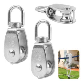 Pack of 3 Pulleys for Ropes, Pulley, Small Rope Pulley, Stainless Steel Pulley, Roller M15 Block Cable Pulley, Single Set, Steel Cable Pulley for 3-8 mm Ropes for Indoor and Outdoor Use, Load Capacity