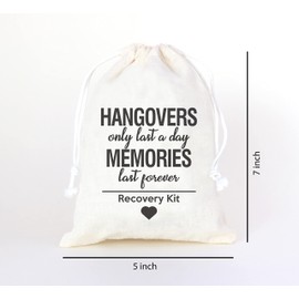 Hangovers Only Last a Day Memories are forever, hangover bags, amenity bags, Bachelorette Party Hangover Kit Bags Cotton Drawstring Wedding Party Welcome Favor Bags (10pcs)