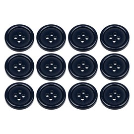 Pack of 12 Dark Navy Blue Sew on 18mm Round Buttons Flat 4 Holes 28L 28 Ligne