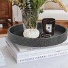 HofferRuffer Faux Leather Round Serving Tray, Vegan Croco Leather Decorative