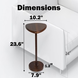 FANTERSI Pedestal Side Table, Small Drink Table, Martini Cocktail Table for Small Spaces, Brown (10.2)