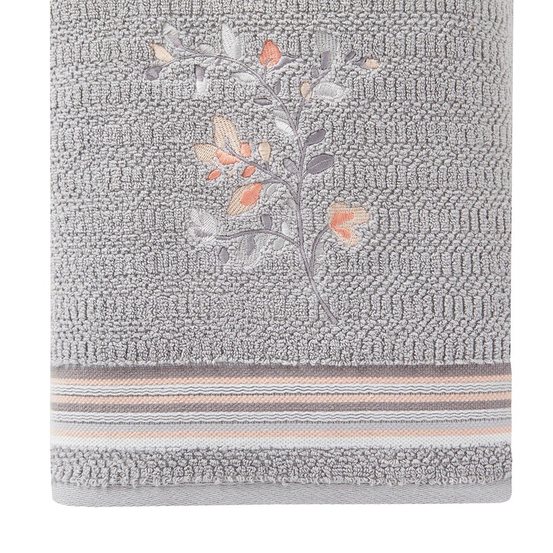 SKL Home by Saturday Knight Ltd. Greenhouse Leaves Bath Towel,Gray,Small