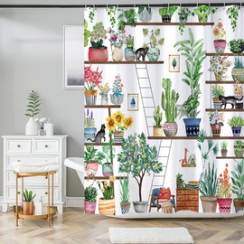 HMS Happy Memories Thicken Durable Polyester Blend Cloth Fabric Bathroom Curtain Colorful Bohemian Boho Floral Print Beautiful Bright Shower Curtain for Bathroom Decoration, 72"x72" (Season 1)