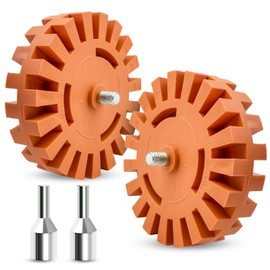 2 Packs of Sticker Remover Rubber Wheels, 4-inch Rubber Wheels with Drill bit adapters, are Cleaning Tools for Removing Decals, Tapes, and Vinyl Graphics from The Surfaces of Cars, Boats, etc.