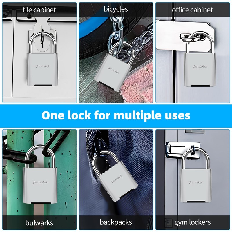 KENRONE Fingerprint Padlock, Biometric Smart Lock, Silver, Waterproof Locker Lock