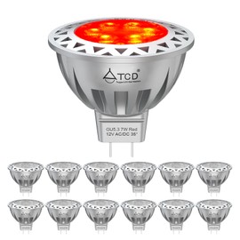 LED MR16 Light Bulbs, 50W/75W Halogen Equivalent - Red Color Light, 7W 12V GU5.3 Base, 600LM, 35° Beam Angle, Non-Dimmable for Indoor/Outdoor Spotlight Path Stair Driveway Recessed Lighting, 12-Pack