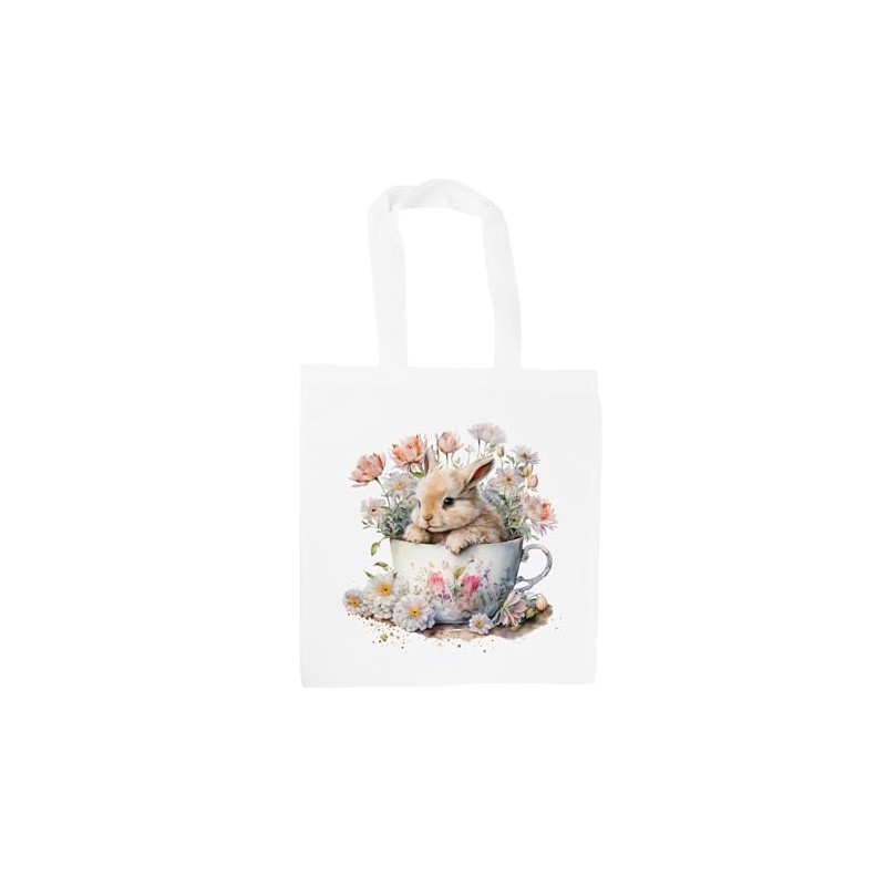 Purely Home Teacup Bunny Tote Bag - Cute Accessory Gifts