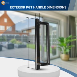 Easy Fix Hardware 10" PGT Sliding Door Exterior Handle for Sliding Patio Glass Doors | PGT Exterior Sliding Door Handle Replacement | Fix and Repair Door Hardware - Black