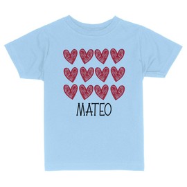 Hearts Mateo Toddler Kids T-Shirt 3T Light Blue