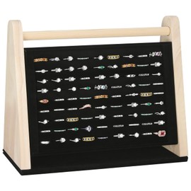 KUKUVR Wooden Ring Display Stand, Velvet 9 Slot Jewelry Organizer (Black)