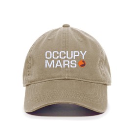 DSGN BY DNA Occupy Mars Embroidered Baseball Cap Cotton Adjustable Dad Hat Khaki