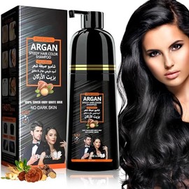 Ofanyia Black Hair Dye Shampoo - 3-in-1 Grey Hair Cover for Women and Men, Herbal Ingredients, Instant Hair Colour, 420 ml/14.2FL.OZ (Natural Black)