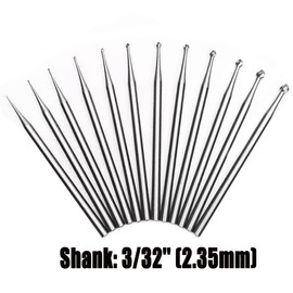 Luo ke 12 Pcs Round Ball Burr - 3/32'' Shank Jewelry Micro Engraving Burs Ball Shape Cutting Bits Lapidary Making Tools (004-020)