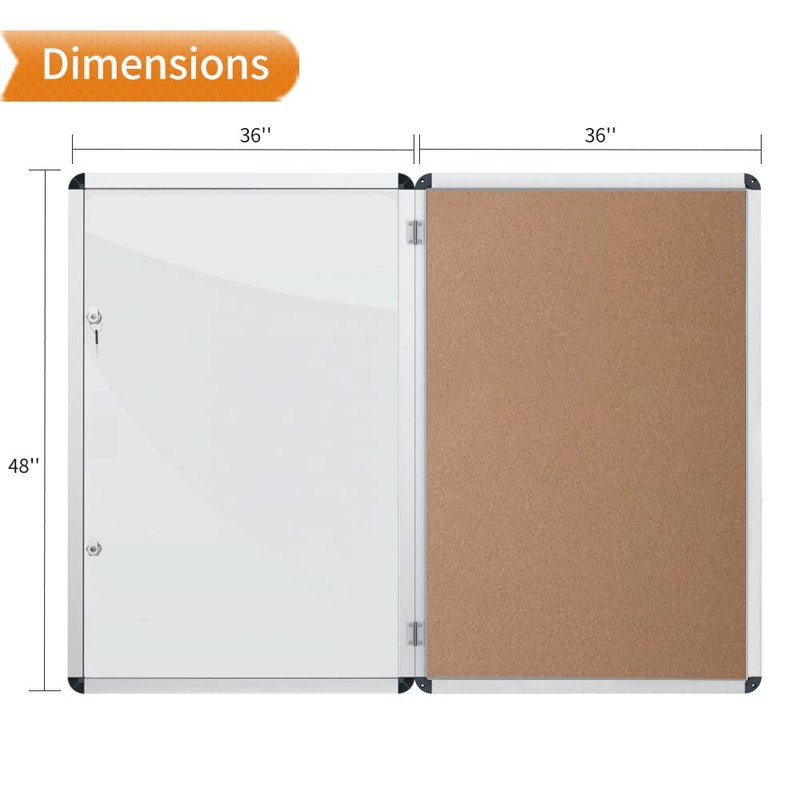 VIZ-PRO Tamperproof Lockable Cork Noticeboard Class 1 Aluminium Framed 48x36