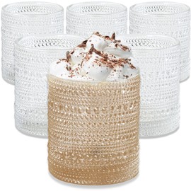 Clear Hobnail Beaded Drinking Glasses Set of 6, (10 oz) Vintage Glassware Set by Kate Aspen| Cocktail Glass Set, Juice Glass, Water Cups | Makes A Great Hostess Gift or Gift for New Home Owners