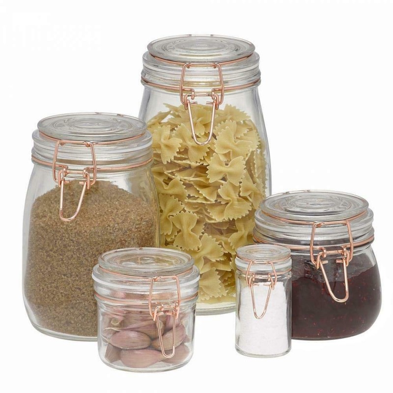 Tala 0.5L Glass Copper Clip Top Storage Jars Spices Flour