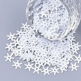 Angel Malone Approx. 1500pcs 7.5mm Festive Snow-White Snowflake Sequins Christmas Confetti Card Making, Scrapbooking, Sewing, Wedding Favors - UK Seller