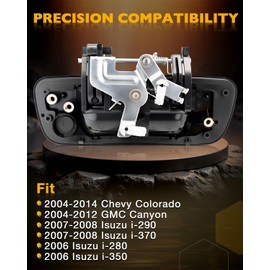 Metal Tailgate Handle, Compatible with Chevy Colorado & GMC Canyon 2004-2014, Isuzu i-280,i-290,i-350,i-370 06-08, Outside Rear Tail Gate Liftgate Latch Lock without Keyhole, OE# 97319415, GM1915127