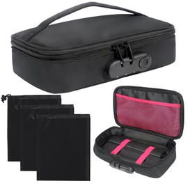 STAOVA Discreet Lockable Toy Storage Bag, Portable Locking Storage Bag Locking Storage Box Toy Organizer Case with 2 Elastic Belts and 3 Bundle Pockets Locking Organizer Bag for Women and Men