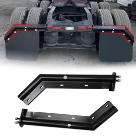 GaeaAuto Black Angled Spring Loaded Mud Flap Hanger Bracket Set 1-1/8" Bolt Spacing 27.5" Length fit for Semi Trucks, 2PCS