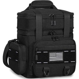 Expandable Tactical Lunch Box, Large Insulated Lunch Cooler Bag 16L Heavy Duty Leakproof for Men Adults Work Office Outdoor Picnic Trips Durable Zip lunchbox - Color: B-Black Camo, Size: 16L