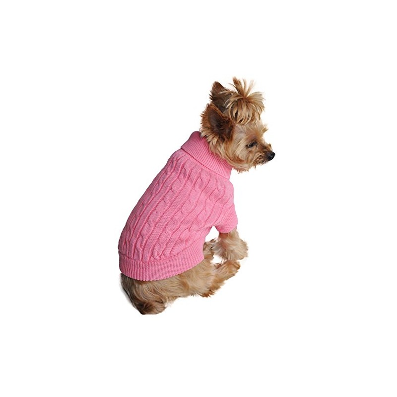 DOGGIE DESIGN Combed Cotton Cable Knit Dog Sweater - Candy