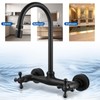 Matte Black Wall Mount Kitchen Faucet with 6” Gooseneck Swivel
