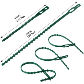 WILLBOND 200 Pieces Adjustable Plant Ties Flexible Garden Plant Ties, Green Multi-Function Sturdy Garden Plant Twist Tie Plastic Garden Ties Plant Support Tree Shrub (13 and 23 cm, Cable Tie)