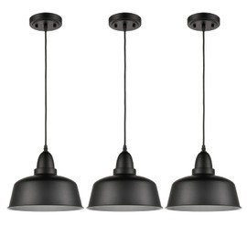 TENGIANTS Matte Black Pendant Light 3 Pack Industrial Pendant Lighting for Kitchen Island
