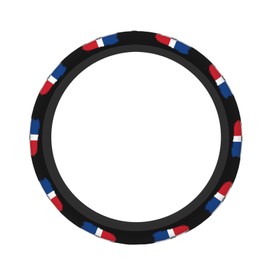 Dominican Republic Dominicans Republic Flag Steering Wheel Cover for Men Women Universal Fit 15 Inch Anti-Slip Elastic Thickened Steering Wheel Cover