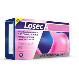 Losec Tratamiento Síntomas Gastritis Alivia Dolor Boca Estómago Sensación Vacío Reflujo Agruras Ardor Acidez Estomacal Caja Cápsulas