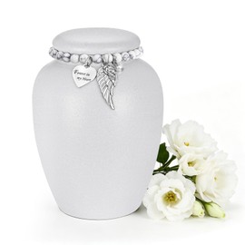 Kagrec Ceramic Cremation Urn for Human Ashes for Men Women 4.8in Medium Urn for Ashes for Memorial Funeral Keepsake-White
