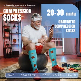 FOFLORA Compression Socks for Women & Men 7 Pairs Knee High Compression Socks 20-30 mmhg Best for Running,Nurse,Travel