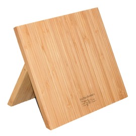 Magnetic Knife Block + Cutting Board - Knife holder and Storage Rack + Bamboo Butcher Block. Chopping board Meats, Cheese, Veggies (10"x 10") Kitchen Décor (Natural Bamboo, Without Knives)