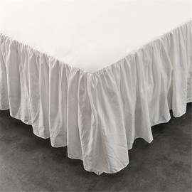 Bed Skirt Single Simple Solid Color Bedspread Bed Sheet Bed Cover Princess Style Princess Style 100*200cm+Skirt 43cm (White)