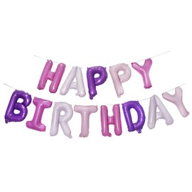 Purple Pink Happy Birthdays Balloons - GREATRIL Happy Birthdays Balloons Letters for Birthdays Unicorn Mermaid Butterfly Women Girls Party Decorations 16 Inch