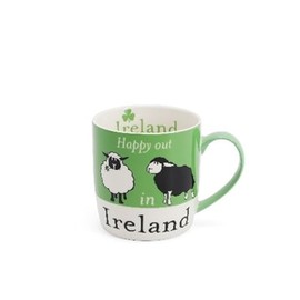 GaelSong Ireland Happy Out Mug St Patricks Day Gift for Sheep Lovers Irish Thematic, Bone China Home Decor, Medium