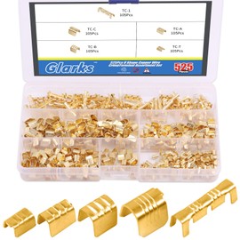 Glarks 525Pcs U Shape Copper Wire CrimpTerminal Assortment Set Non-Insulated Copper Ring Spade Butt Lugs Open Barrel Connectors Kit