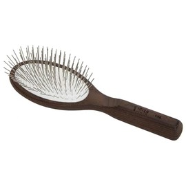 Ibiza Hair Oval Brush (CX8) | Rounded Metal Bristles for Long Hair, Extensions & Detangling Wet or Dry | Carbonized Wood with Ergonomic Handle | Anti|Static & Ideal for All Textures