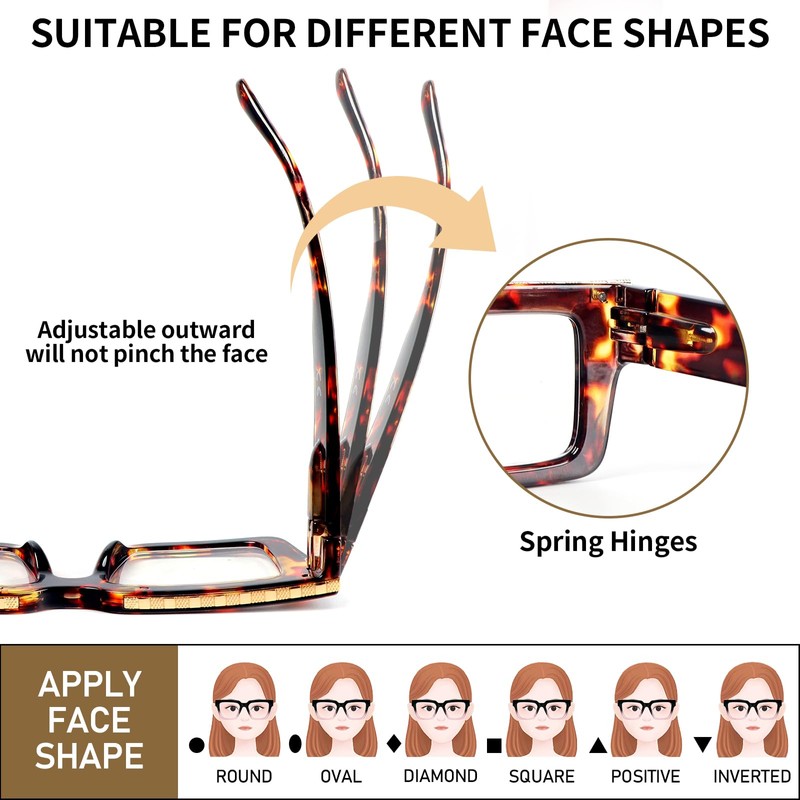 REAVEE 3 Pack Oprah Style Reading Glasses for Women Men,