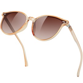 KANASTAL Clear Brown Sunglasses Womens Mens Transparent Polarised Round Classic Retro Ladies Vintage Female Driving Urban Fashion UV400 - Gradient Brown Lens