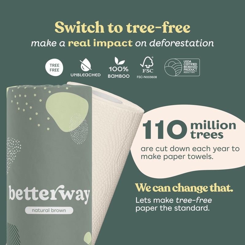 Betterway Bamboo Natural Brown Paper Towels - 8 Rolls, 2