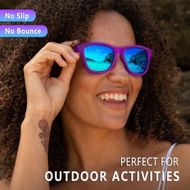 Jumping Sunshine Sunglasses Running No-Slip No-Bounc for Womens: Purple TR90 Frame Grip Coating - Green TAC Lenses UV400 Polarized Protection - Outdoor Travel Enthusiasts (M)