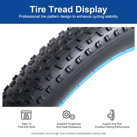 FengCan 26x4.0 (100-559) Electric Bike Tire 26 inch Fat E-Bicycle Tire Suitable for 26x4 26 X 4.0 MTB/E-Bike Folding Replacement Fat Bike Tire (Single)