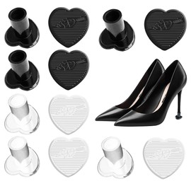 SooGree Protectores de tacón alto y gorras de talón para tacones altos (6 pares en forma de corazón negro y blanco, talla S) para zapatos de tacón alto para mujer, antideslizante y protege de ladrillos y grietas