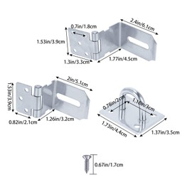 Zythrem 2 Pcs Right Angle Padlock Hasp, 304 Stainless Steel 90 Degree Door Lock Padlock Hasp Heavy Duty Hasp and Staple with Screws Shed Latch Gate Lock Latch for Doors and Windows Silver