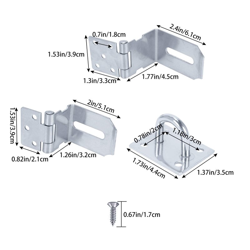 Zythrem 2 Pcs Right Angle Padlock Hasp, 304 Stainless Steel
