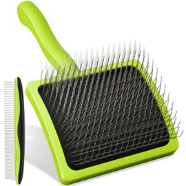 Pecute Slicker Dog Brushes for Grooming, Dog Brush for Cockapoo, Labradoodles, Ergonomic Cat Grooming Brush with 25mm Long Pins to Detangle Knots, Remove Loose Hair, Soft Pad for Sensitive Pet Skin, L