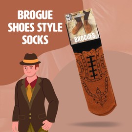 Ginger Fox Brogue Shoes Style Funny Socks. Classic Flip Flop Socks for Everyday Wear. Novelty Gifts for Family and Friends. UK Size 5-11